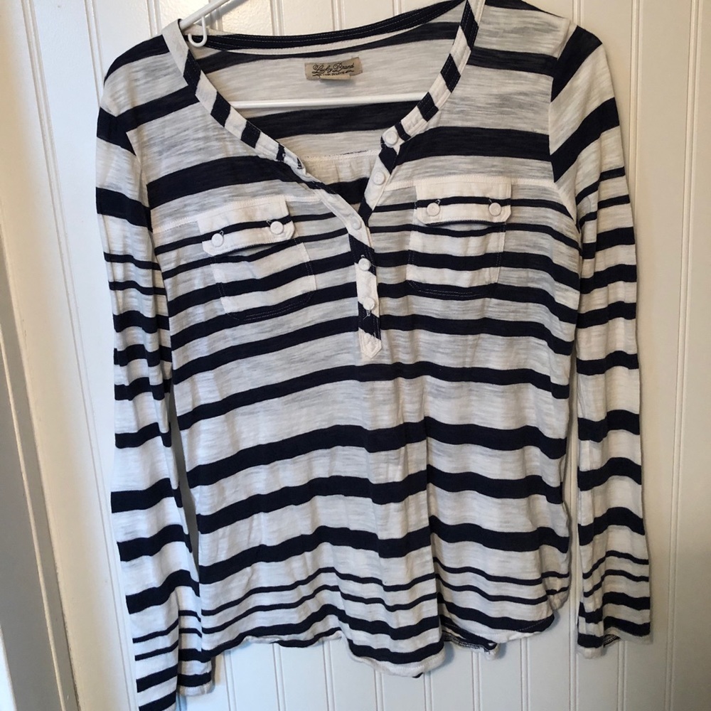 Lucky Brand striped Henley with pockets